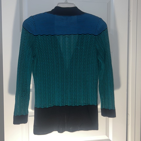 EXCLUSIVELY MISOOK VNeck Cardigan Turquoise Black Women's Size XS Y2K Career - Picture 7 of 14
